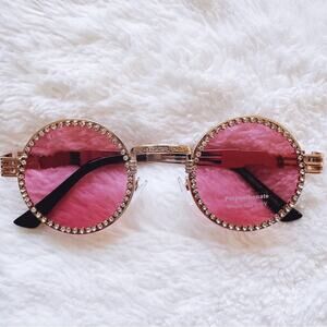 Kate Clear Pink Round Sunglasses